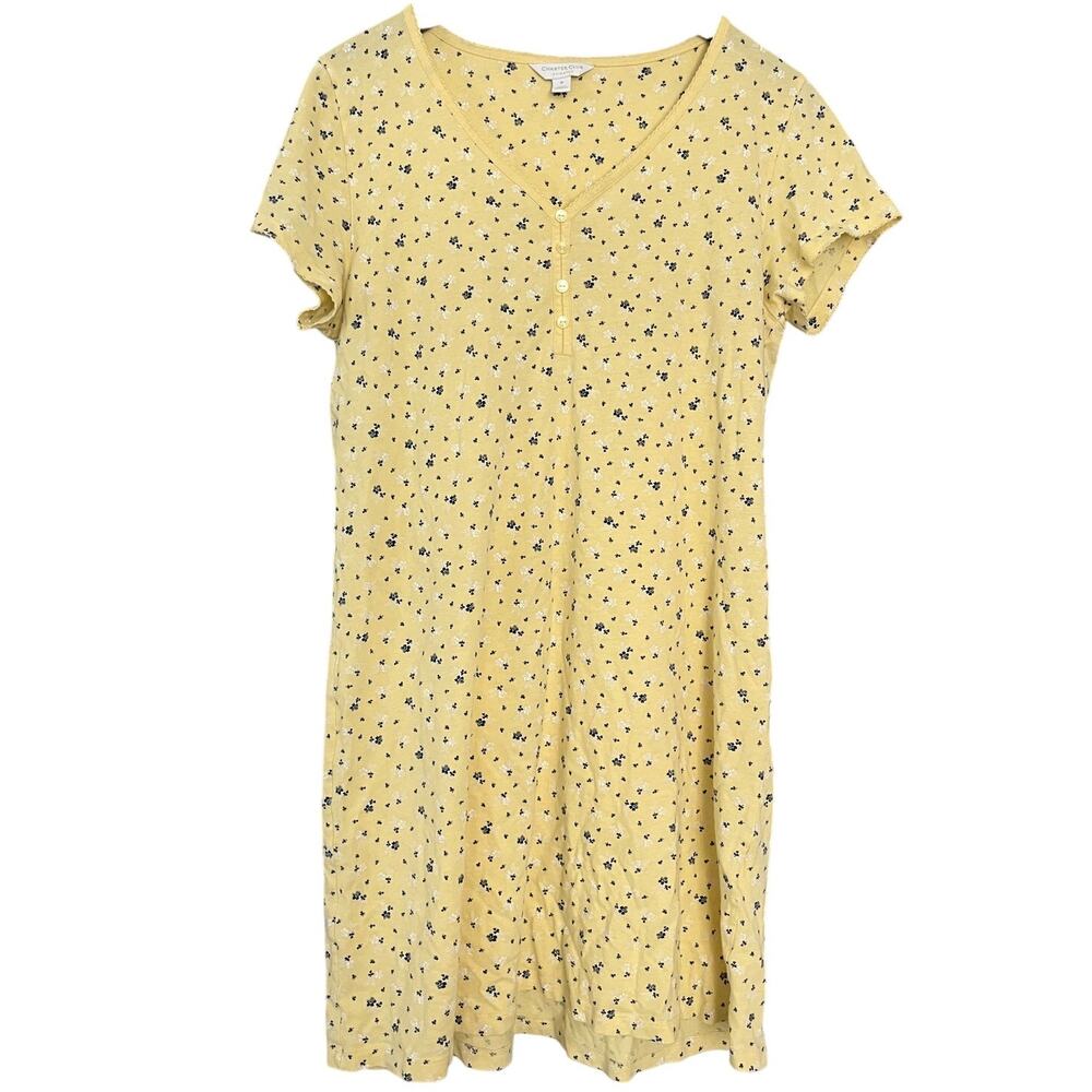 Charter Club Intimates 100% Cotton Floral Nightgown Sleep Dress Butter Yellow M
